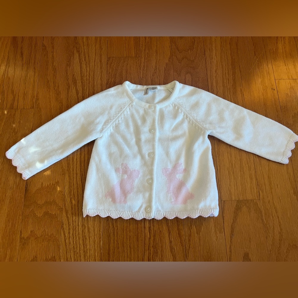 Janie and Jack Baby Girl's White Sweater Cardigan- 6-12 months